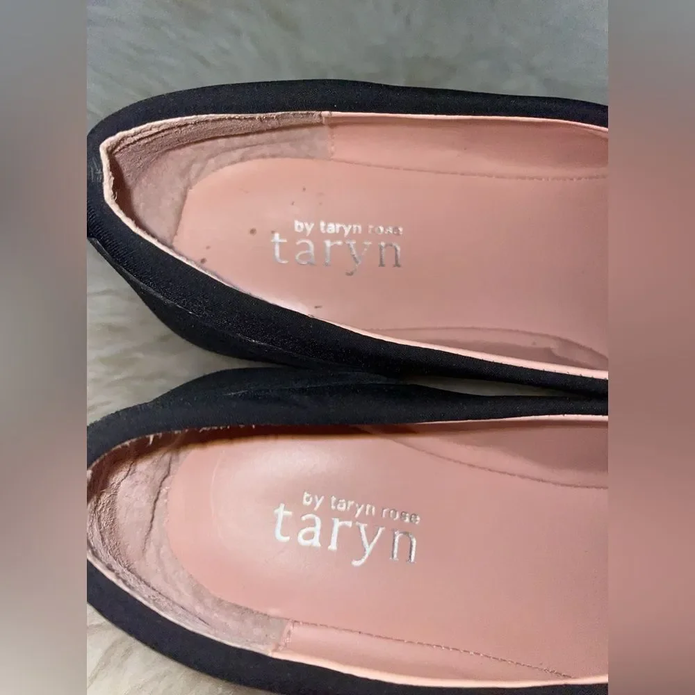 Taryn Rose Kuss Black Demi Wedge Comfort Slip On 9M